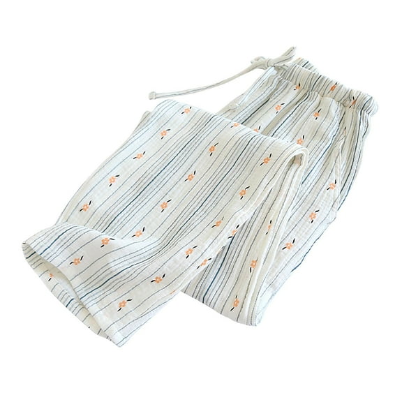 miqiqism YK2 Long Pant For Women Trendy Cute Printed Soft Pajama Pants Juniors Casual Lounge Drawstring Pants High Waist Elastic Trousers,Blue,Large