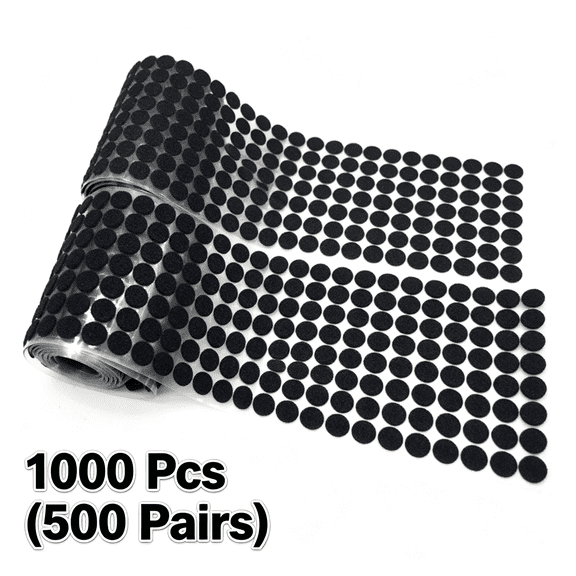 mirlewaiy 1000 Pcs (500 Pairs) Self Adhesive Round Hook And Loop Dots, 15Mm Black Circle Sticky Velcro Dots For Crafts