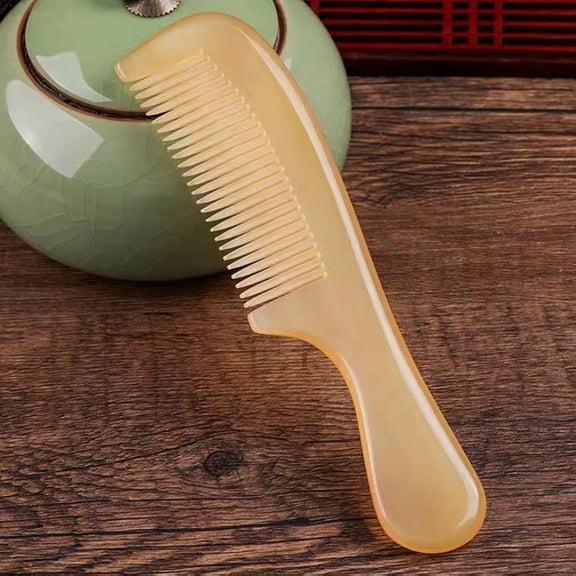 mirlewaiy 15-16cm Handmade Sheep Horn Comb, Anti-Static Fine Tooth Detangler for Women and Men