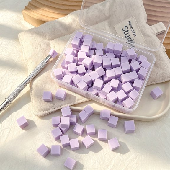 mirlewaiy 200Pcs Nail Art Sponges for Ombre, Nail Gradient Sponges with 1 Grabbing Pen, DIY Nail Design Tools