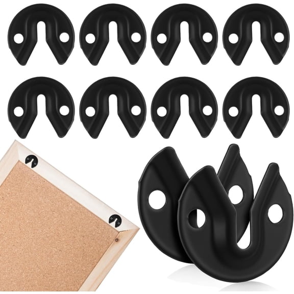 mirlewaiy 20pcs Keyhole Hangers, Black Iron Mirror Picture Frame Hangers, Keyhole Hanging Plates Metal Fasteners for Fasteners Rivet Fittings