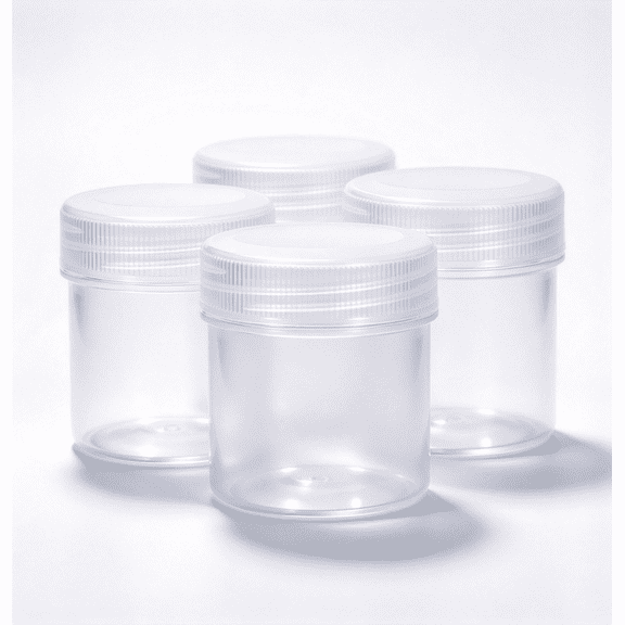 mirlewaiy 4Pcs Clear PE Plastic Storage Jars with Lids, Airtight Small Empty Containers for Cosmetics, Crafts & Small Item Storage