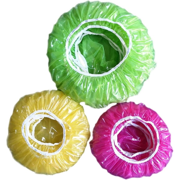 mirlewaiy 60 Pcs Elastic Food Covers, 3 Sizes Stretchable Bowl Plate Lids, BPA Free Reusable Covers, Colorful Translucent