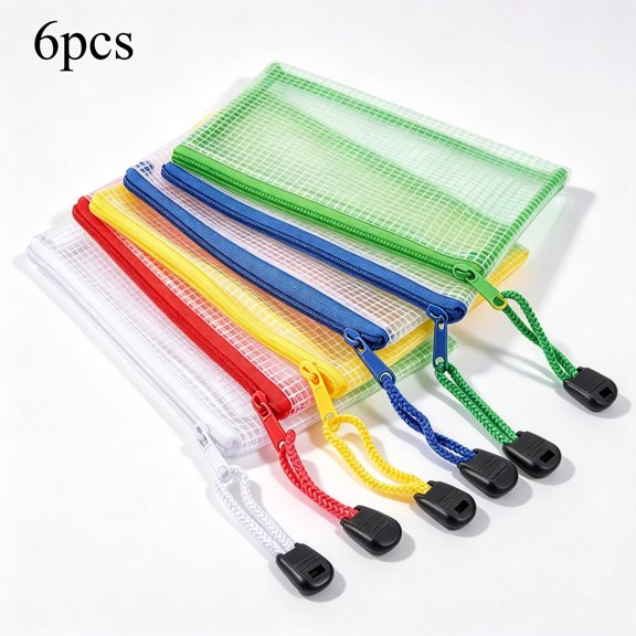 mirlewaiy B8 Size Mesh Zipper Pouch, PVC Transparent File Bags for Tickets Study Documents Storage