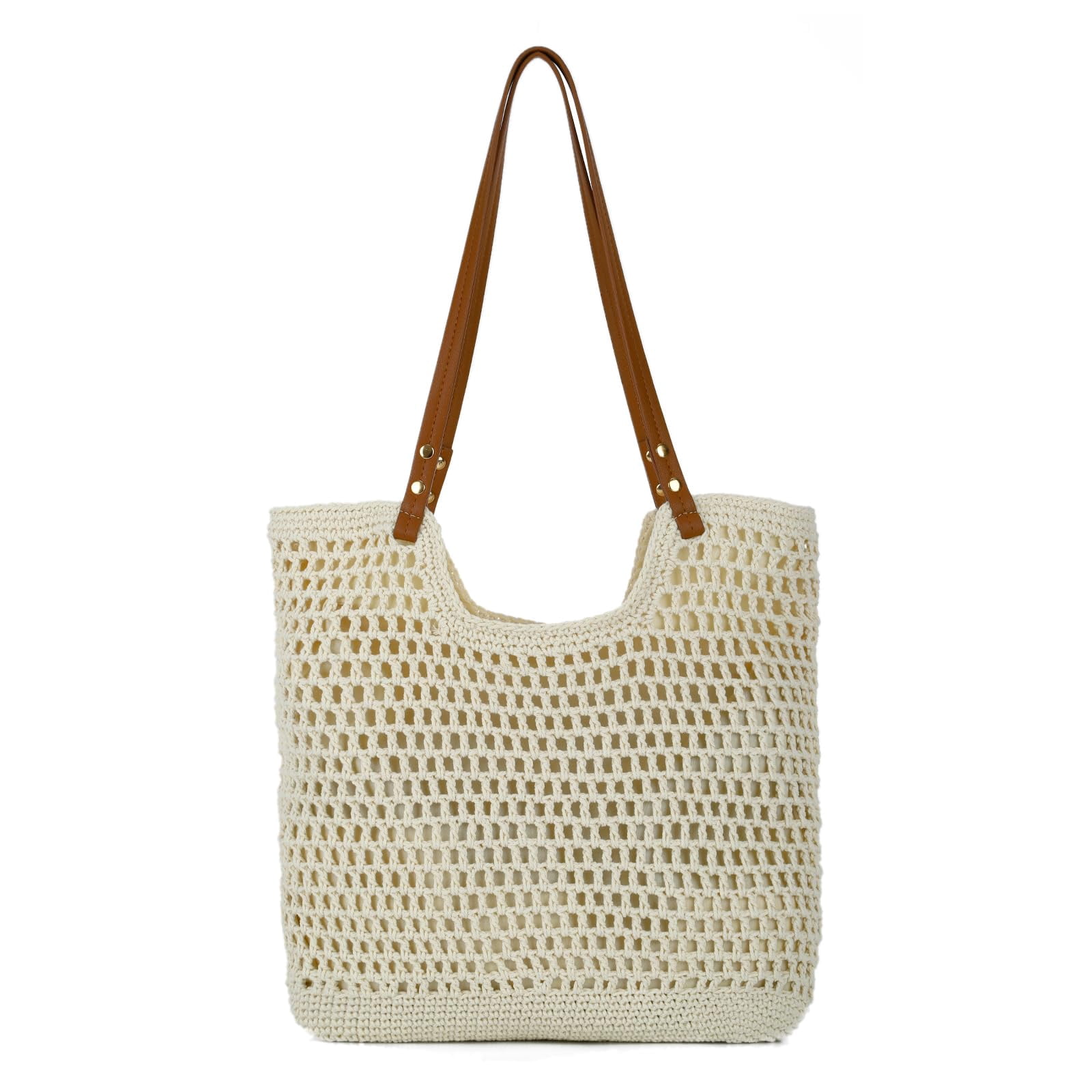 mirlewaiy Beach Bags for Women Woven Crochet Summer Purse 2026 | Boho Tote Bag, 13.8" Large Capacity, Tote Bag with Zipper, Foldable Packable, Beach Shipping, Vacation Purse