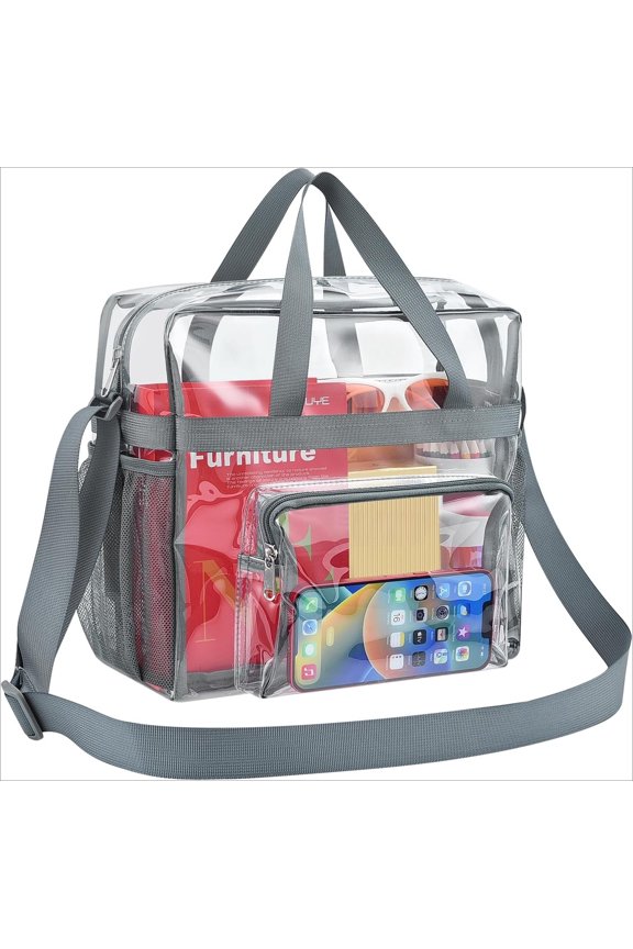 Clear Bag for Stadium Events 12×6×12 Clear Tote Lunch Bag with Reinforced Straps for Work, Sporting Events and Gym