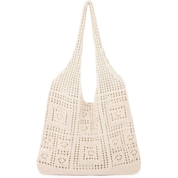 mirlewaiy Crochet Beach Tote Bag for Women, Cute Mesh Summer Vacation Boho Knit Bag with Shoulder Strap-Style-g