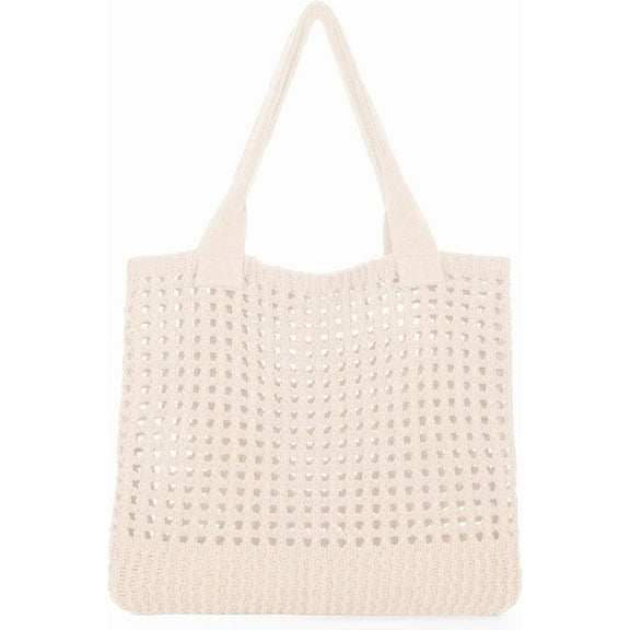 mirlewaiy Crochet Beach Tote Bag for Women, Cute Mesh Summer Vacation Boho Knit Bag with Shoulder Strap-Style-p