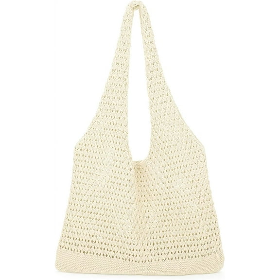 mirlewaiy Crochet Beach Tote Bag for Women, Cute Mesh Summer Vacation Boho Knit Bag with Shoulder Strap-Style-e