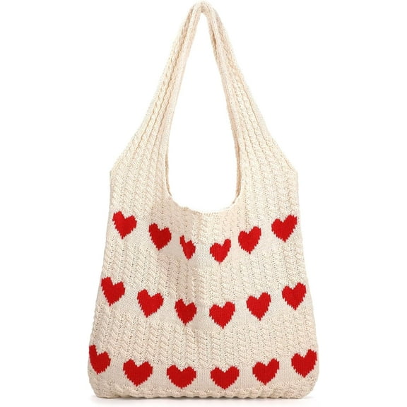 mirlewaiy Crochet Beach Tote Bag for Women, Cute Mesh Summer Vacation Boho Knit Bag with Shoulder Strap-Style-d