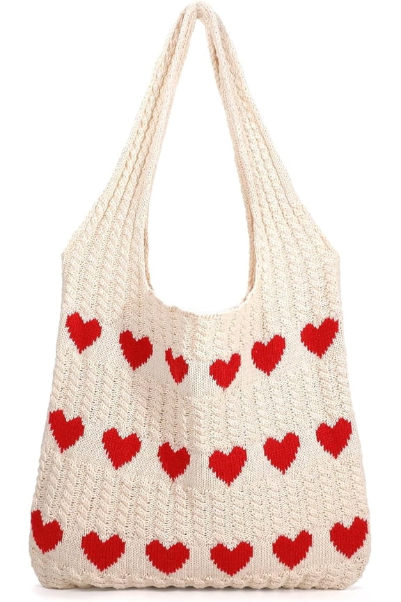 Crochet Beach Tote Bag for Women, Cute Mesh Summer Vacation Boho Knit Bag with Shoulder Strap-Style-d