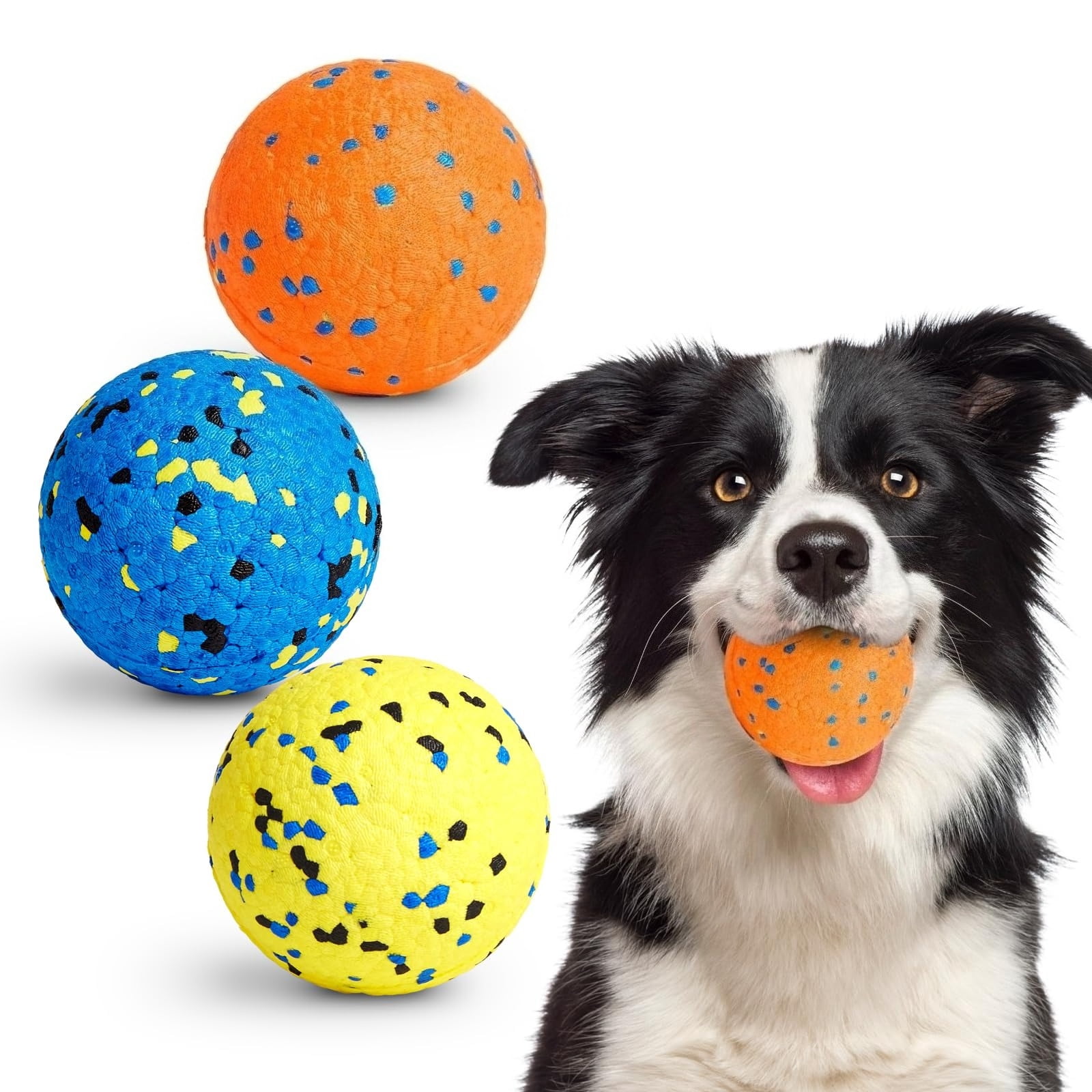 mirlewaiy Dog Balls Tennis Ball Toys Dog Toys for Aggressive Chewers Durable Teething Chew Toys Water Toy Fetch Ball for Large Medium Small Dog and Puppies (4 Balls)