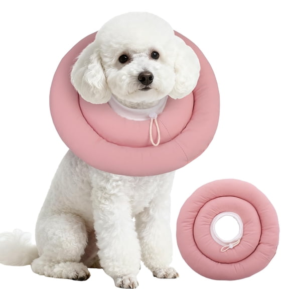 mirlewaiy Dog Recovery Collar, Waterproof Soft Dog Cone After Surgery, Comfy Protective Elizabethan Collar Alternative for Dogs Cats, Adjustable Pet Neck Donut Cone Anti-Licking Biting Wounds,Pink,S