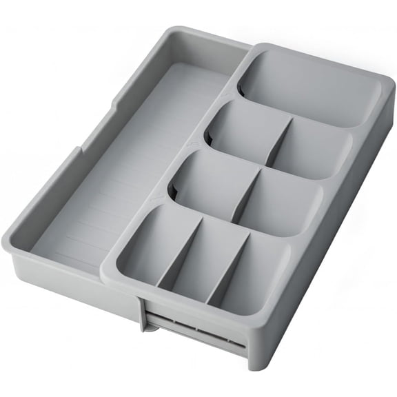 mirlewaiy Expandable Silverware Drawer Organizer Tray, Adjustable Utensil Holder for Kitchen Drawers, BPA-Free Plastic Cutlery and Flatware Storage Divider