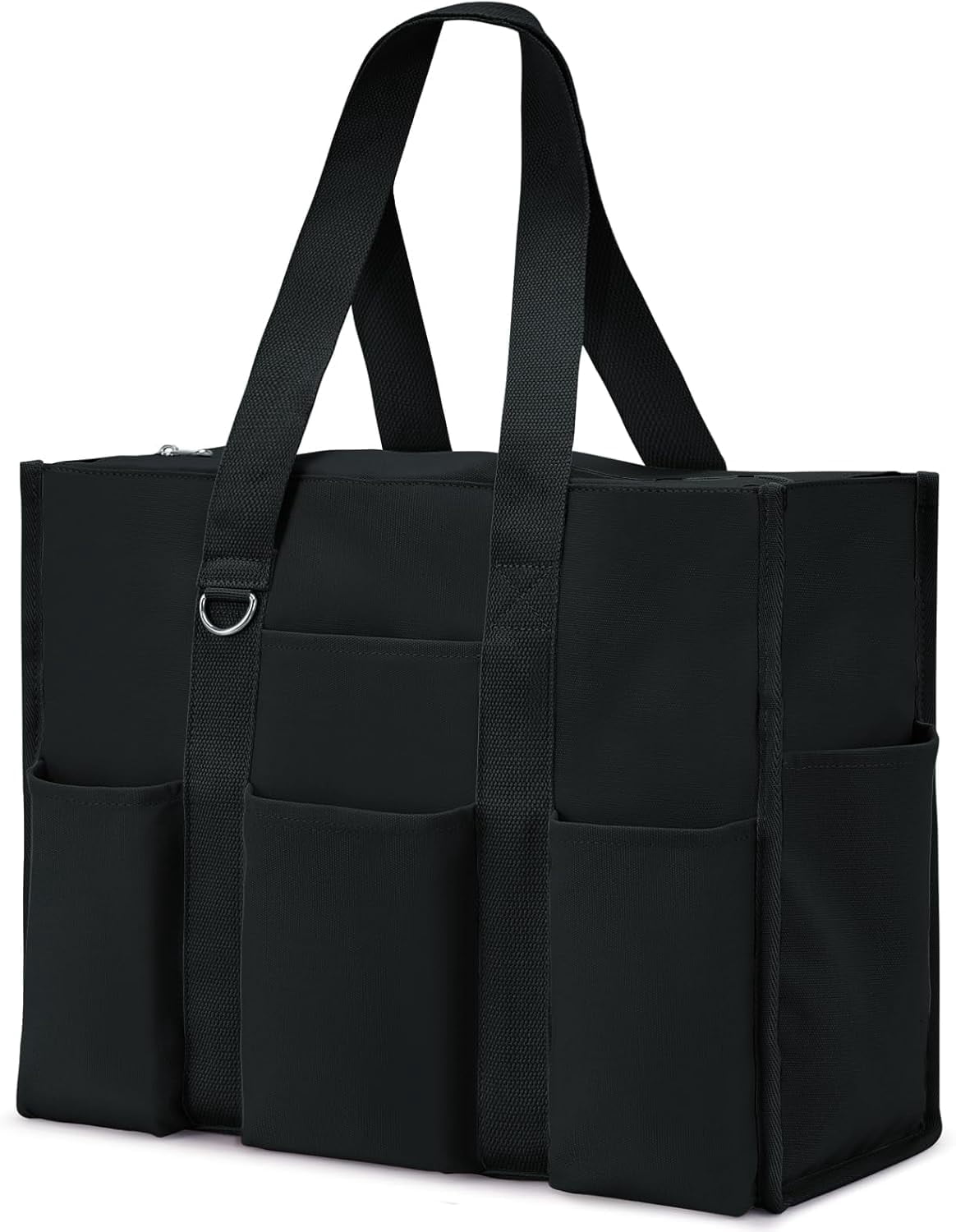 mirlewaiy Large Tote Bag for Women Waterproof with 12 Pockets Top Zipper Closure Utility Teacher Nurse Bags for Work School-Army Green