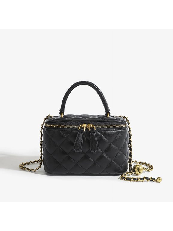 Mini Quilted Box Crossbody Bags for Women, Small Square Designer Clutch Purses with Adjustable Chain Strap