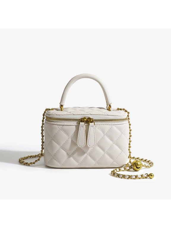 Mini Quilted Box Crossbody Bags for Women, Small Square Designer Clutch Purses with Adjustable Chain Strap