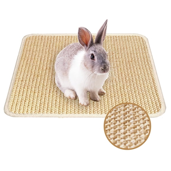 mirlewaiy Rabbit Scratching Pad, 16 x 12 Inch Natural Sisal Bunny Scratch Mat Scratcher Mats Claws and Teeth Care for Biting Sleeping Nesting Small Animal Bedding Chew Toys Bed Play Toy