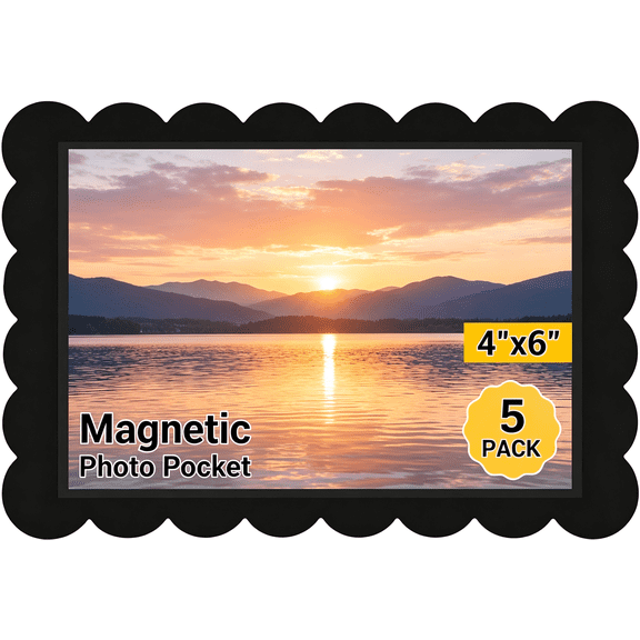mirlewaiy Scalloped Magnetic PVC Photo Frame, 46 Inch Flexible Refrigerator Magnetic Picture Holder for Metal Surfaces