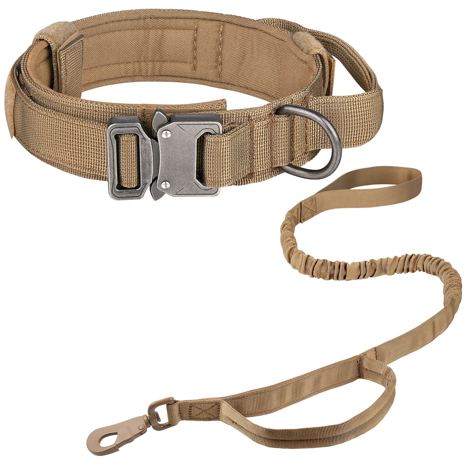 mirlewaiy Tactical Dog Collar Leash Set, Adjustable Military Training Nylon Dog Collar with Controll Handle and Heavy Metal Buckle for Medium and Large Dogs，with Patches and Airtags Case
