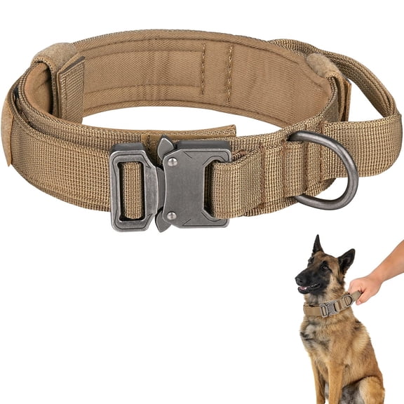 mirlewaiy Tactical Dog Collar Leash Set, Adjustable Military Training Nylon Dog Collar with Controll Handle and Heavy Metal Buckle for Medium and Large Dogs,with Patches and Airtags Case