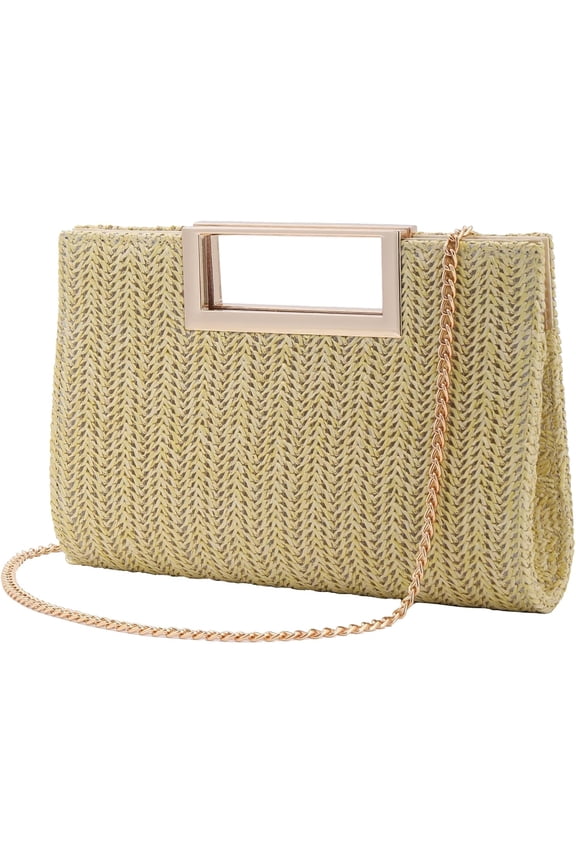 Women Clutch Top Handbags Straw Raffia Bag Purse Woven Tote CrossBag for Women Beach Summer Travel