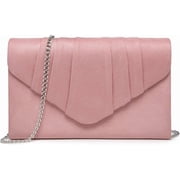 mirlewaiy Women's Evening Bag Pleated Envelope Clutch Handbag Wedding Party Bridal Purse-velvet Pink