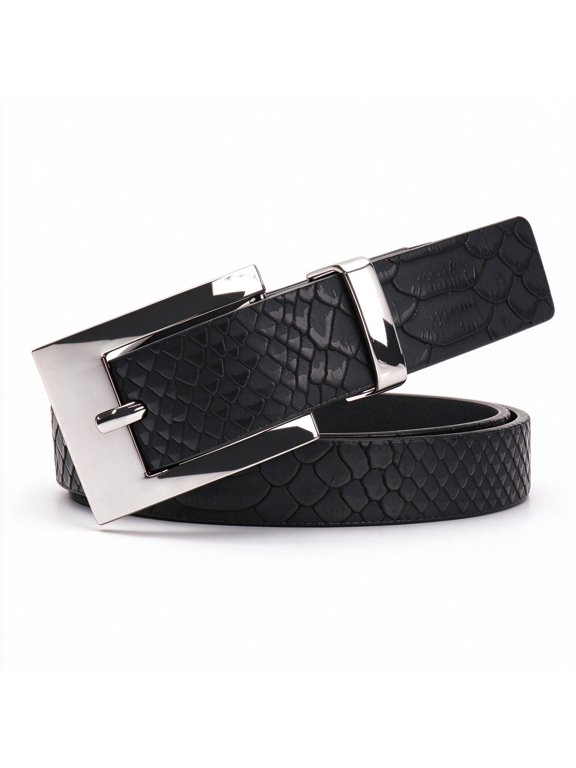 Women’s Snake Print PU Leather Belt, Elegant Luxury Pin Buckle Waist Belt, Electroplated Alloy Buckle, Fashion Decorative Belt for Jeans Daily Outfits