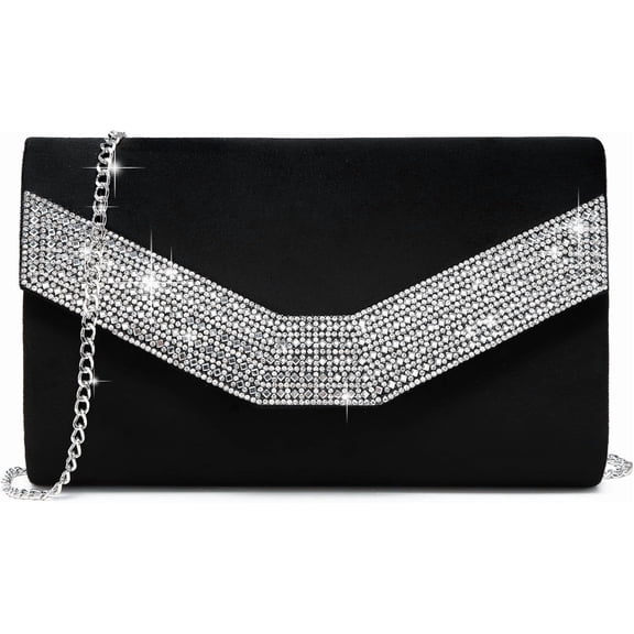 mirlewaiy Women's Evening Bags Formal Party Clutches Wedding Purses Cocktail Prom Handbags-rhinestone Black