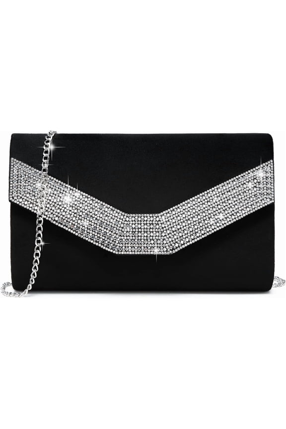 Women's Evening Bags Formal Party Clutches Wedding Purses Cocktail Prom Handbags-rhinestone Black