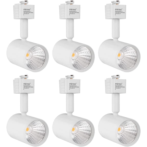mirrea LED Track Lighting Heads Compatible with Single Circuit J Type Rail Ceiling Spotlight for Accent Task Wall Art Exhibition 6.5W 24 White Pack of 6 (3000K Warm White)