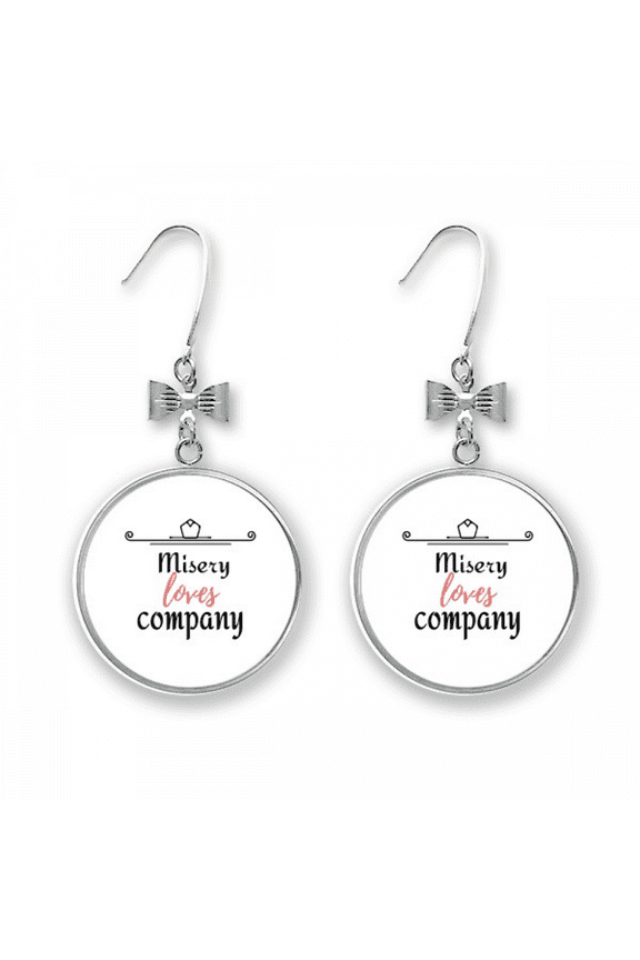 misery loves company art deco fashion bow earrings drop stud pierced hook