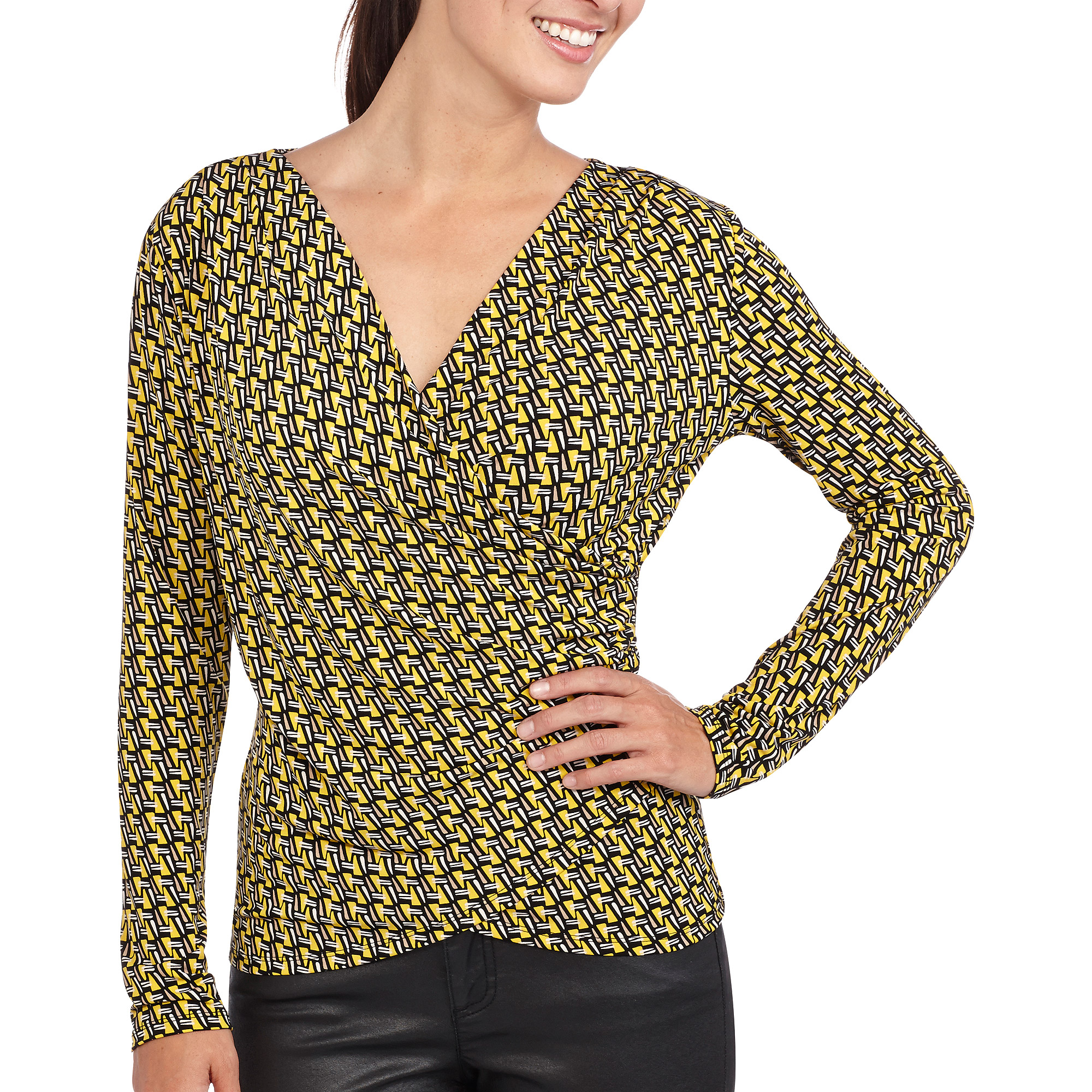^^miss Tina Women's Pleated Wrap Top - P - image 1 of 2