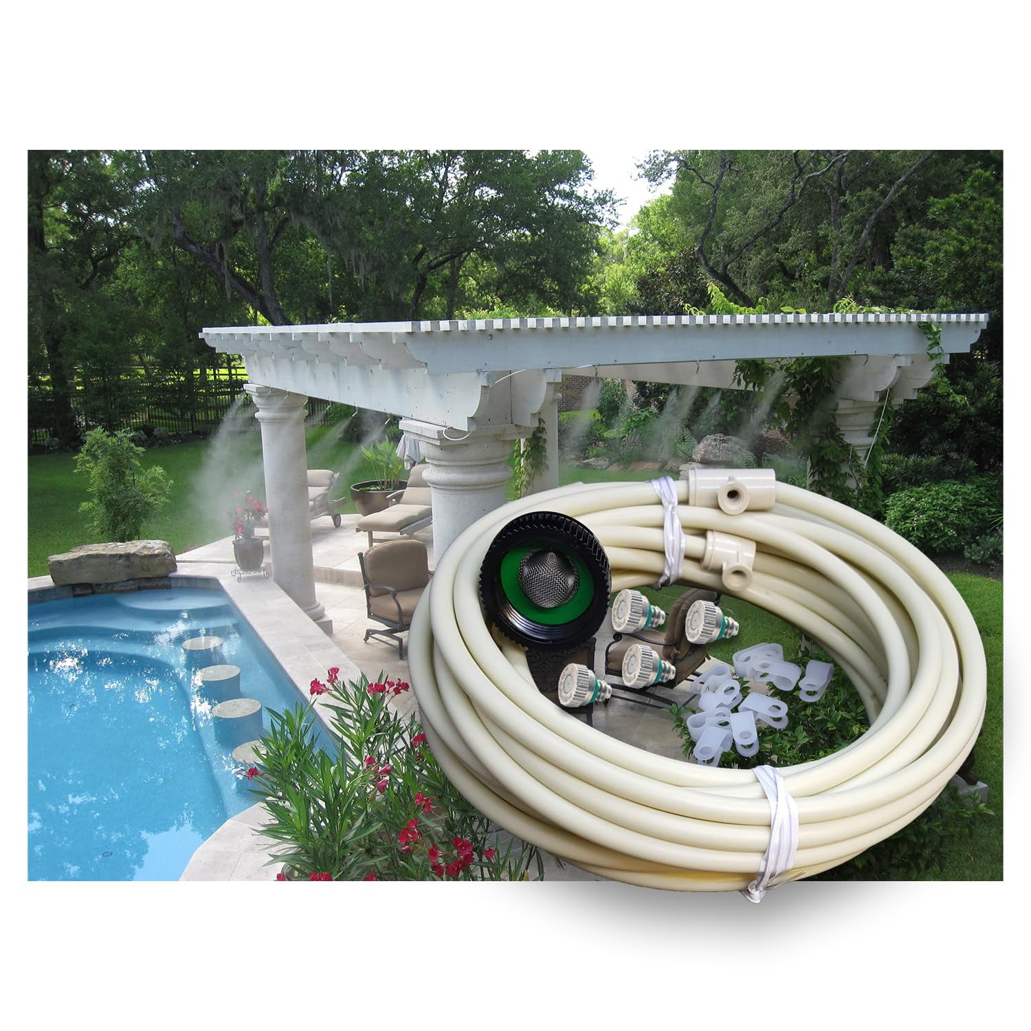 mistcooling - Patio Misting Kit - Pre- Assembled Misting System - Cools ...
