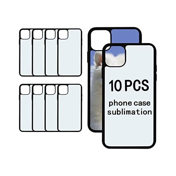 mistyhong 10 PCS Heat Press Blank Phone Case for iPhone 13 Pro Max 6.7 Inch,Matte Black Soft Rubber Protective Shockproof Blanks Case