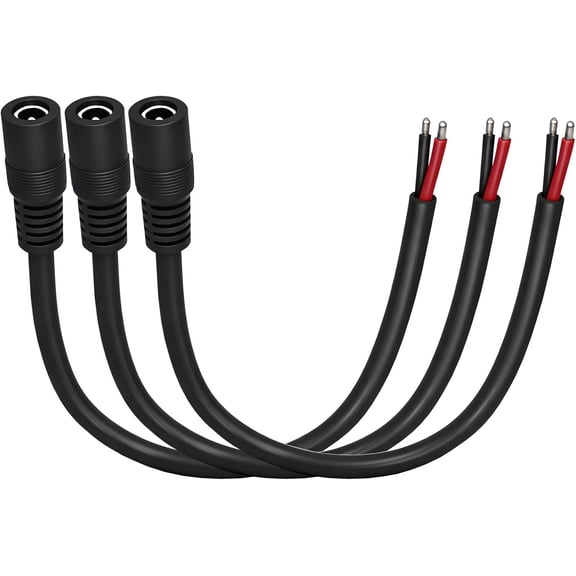mistyhony 0.8ft 16AWG DC5525 Power Terminal Cable, DC 5.5mm×2.5mm Male Barrel Jack Connector, for CCTV Surveillance Camera, DVR, LED Light Strips, and Other DIY Power Cable Repairs,3-Pack