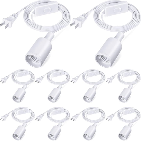 mistyhony 10 Pack Hanging Light Cord Pendant Light Cord with Switch Light Socket Extension Light Bulb Socket Cable Lamp Kit for E26 E27 Lamp Socket Lantern(Black,6 Feet)