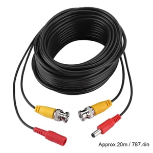 mistyhony 100FT Black Premade BNC Video Power Cable Extension Wire for CCTV, Security Camera, DVR, Surveillance System, All in One Plug & Play Cord