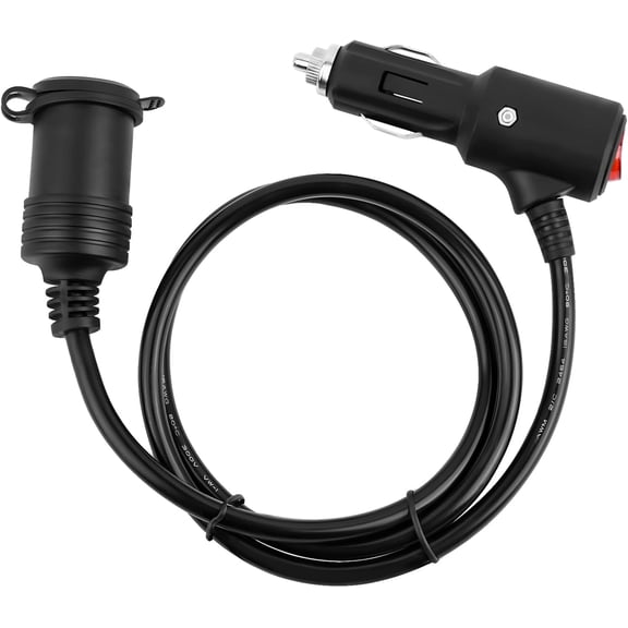 mistyhony 3Ft Cigarette Lighter Extension Cord,16 AWG Heavy Duty 12V Extension Cord with 15A Built-in Fuse and LED Indicator,Universal Cigarette Lighter Extender for Car Refrigerator Phone