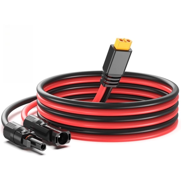 mistyhony Power Solar to XT60 Charge Extension Cable 12AWG 10Ft Solar Connector to XT60 Adapter Cable for Solar Panel to LiFePO4 Battery RV Portable Power Station Solar Generator
