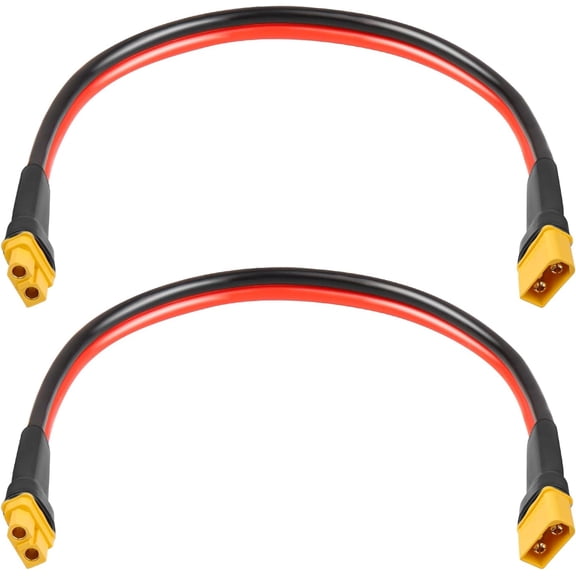 mistyhony XT60 Extension Cable 1FT 2PCS, 10AWG Tinned Copper Wire with XT60 Male to Female Connectors, Heavy-Duty Power Cord for RC Models, Drone, and Solar Applications