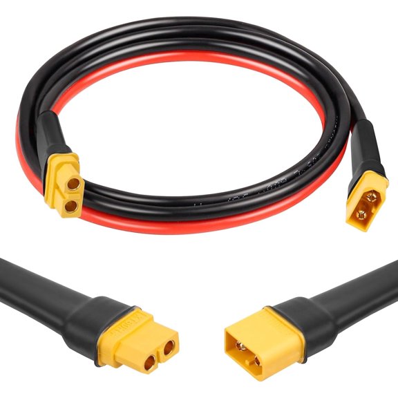 mistyhony XT60 Extension Cable 3FT 2PCS, 10AWG Tinned Copper Wire with XT60 Male to Female Connectors, Heavy-Duty Power Cord for RC Models, Drone, and Solar Applications