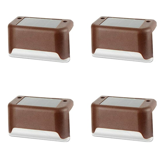 miuline 4Pcs LED Solar Path Stair Outdoor Light Garden Fence Landscape Lamp Lights Decor Brown