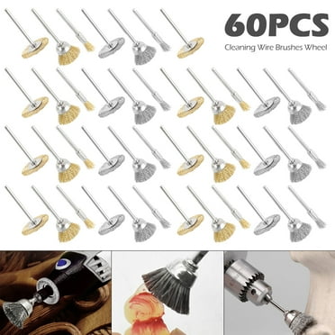 miuline 60PCS Wire Wheel Brushes Stainless Steel Die Drinder For Dremel Rotary Tool Set