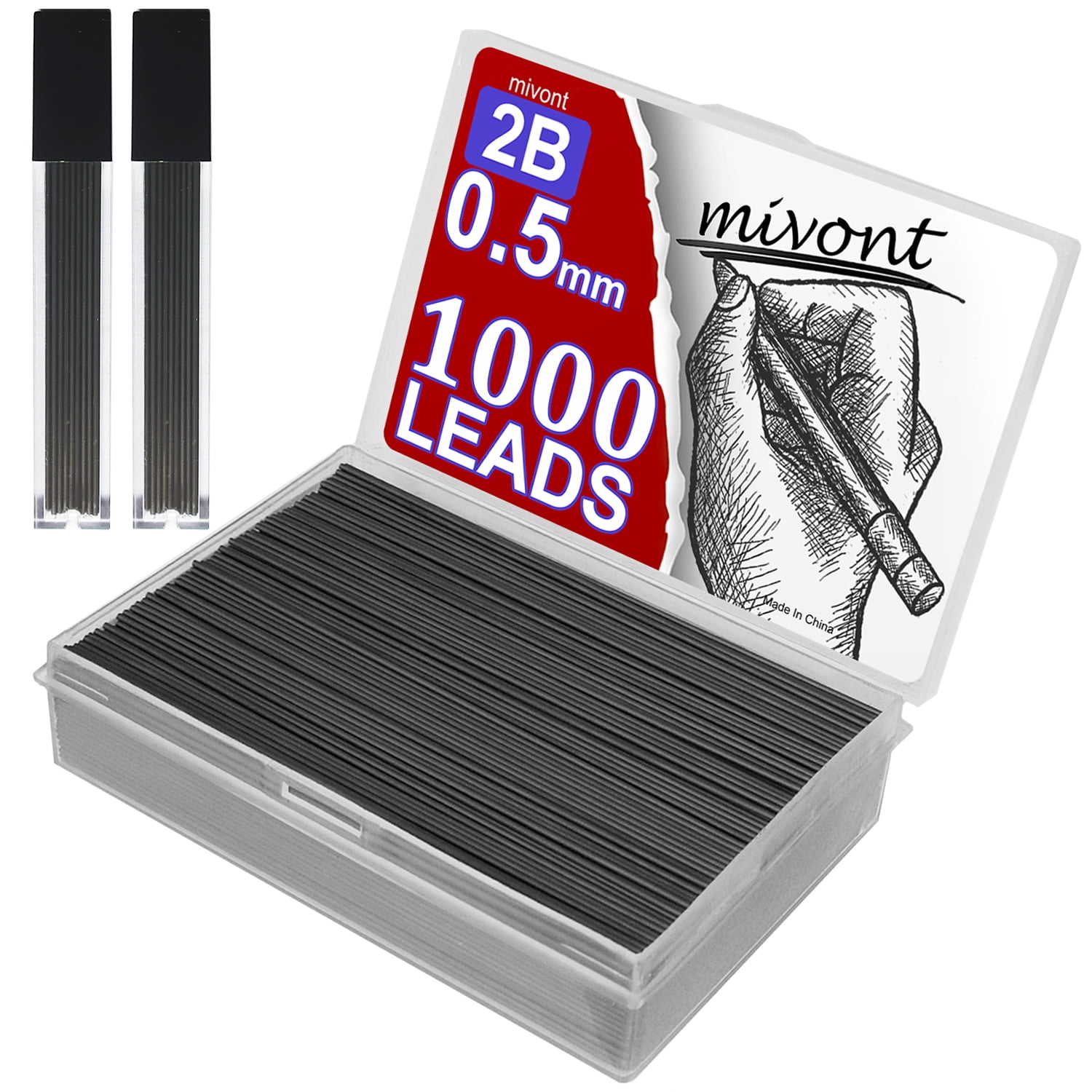 mivont 1000 X 0.5mm 2B Mechanical Pencil Refill Plastic Automatic