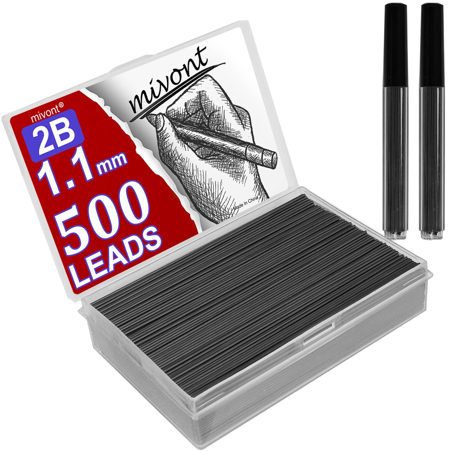 mivont 500 X 1.1mm 2B Mechanical Pencil Refill Plastic Automatic Pencil Lead Black