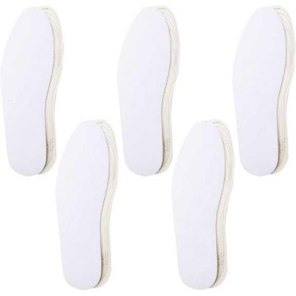 mjw001 5 Pairs Odor Control Summer Pure Cotton Terry Cloth Shoe Insoles,Absorbs Sweat & Controls Odor Ideal for Wear Without Socks,Barefoot Shoe Inserts