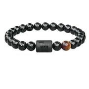 mnjin 12 constellation bracelet tiger eye stone glass bead couple bracelet adjustable bracelet a