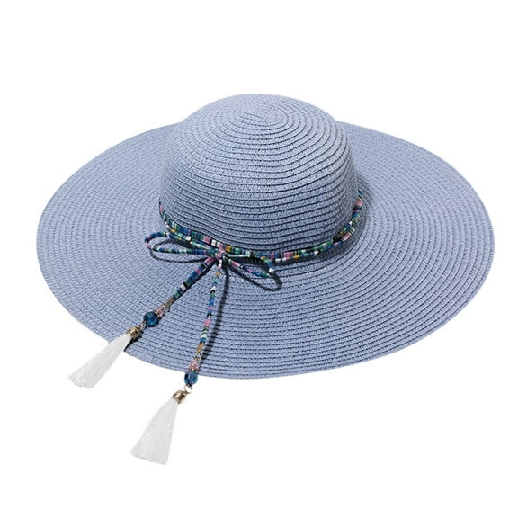 mnjin baseball caps women solid color big straw hat sun floppy wide hats beach cap beanies for winter light blue