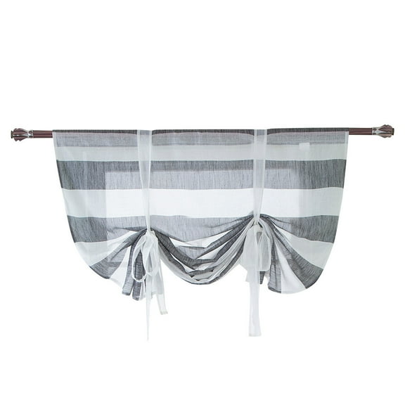 mnjin beauty roman curtain short sheer tie up window balloon shade sheer voile grey